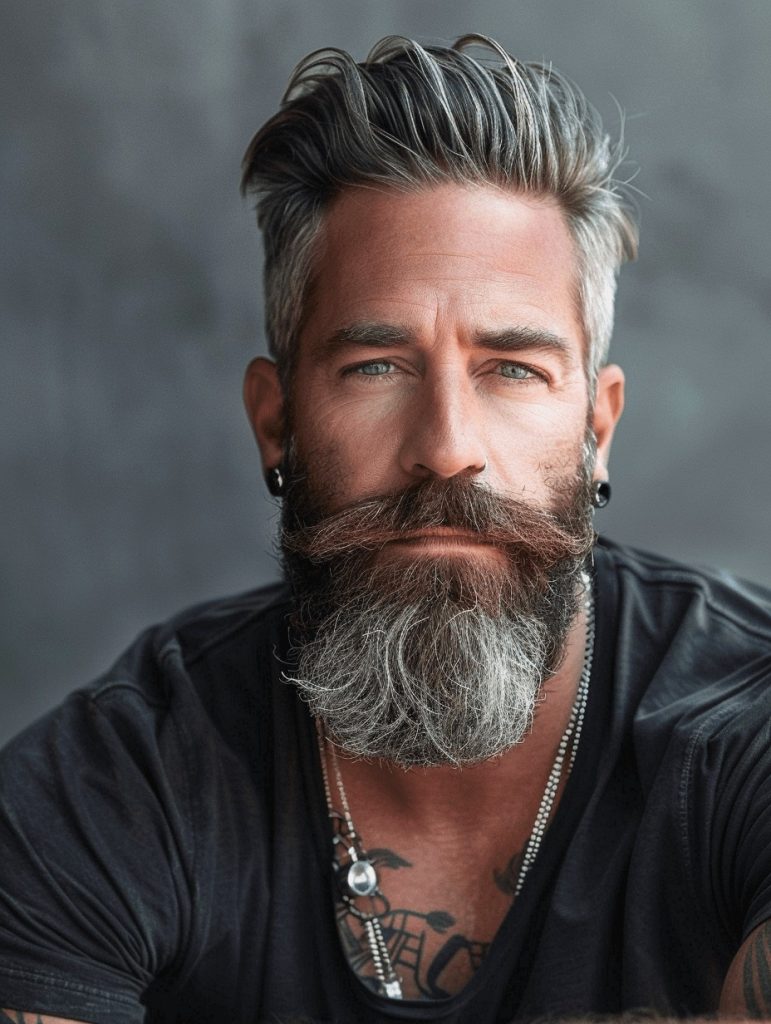 Sharp Beard Fade with Edgy Hair Design