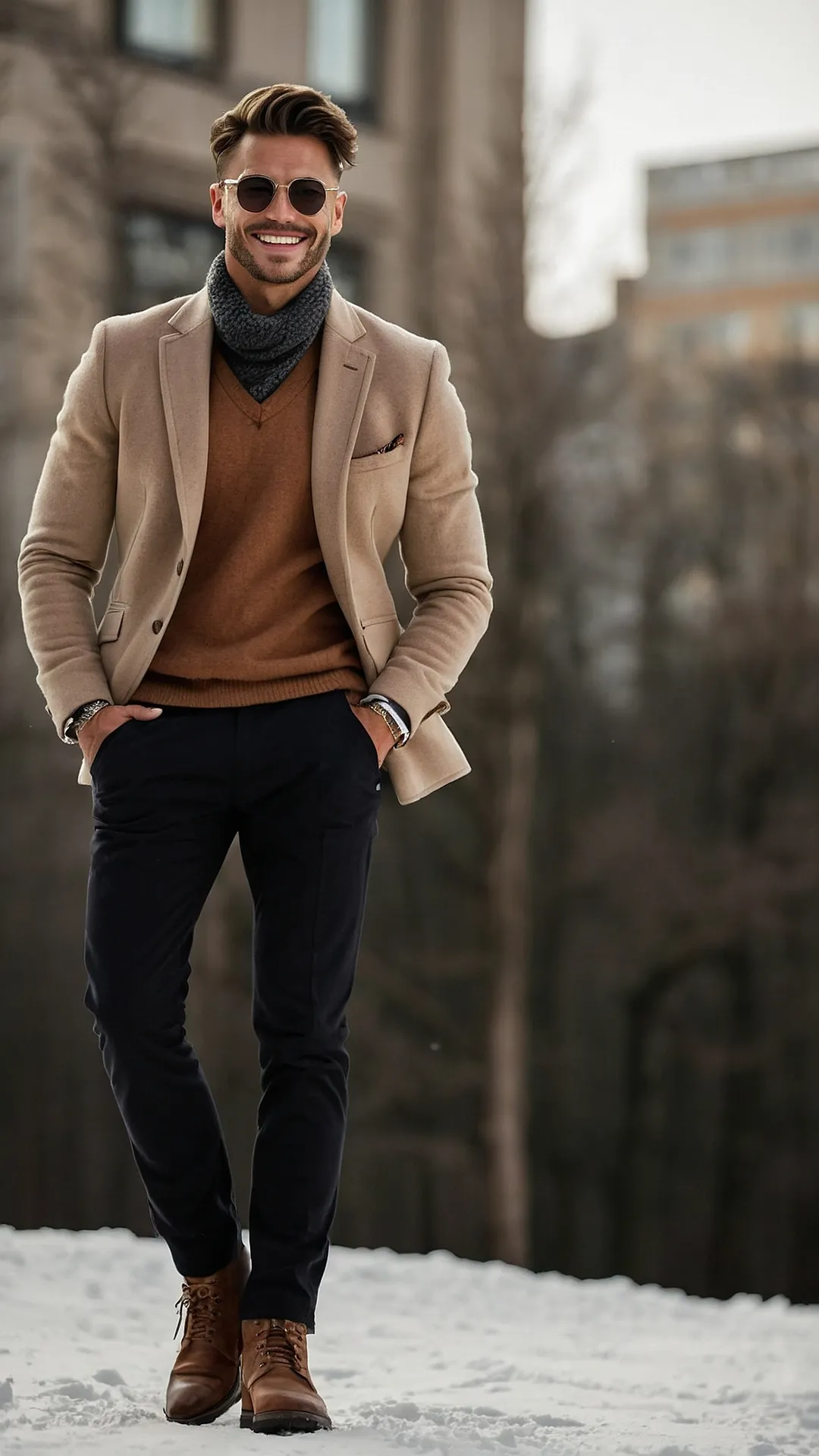 Relaxed Neutral Outfit with Sneakers and Beanie for Fall