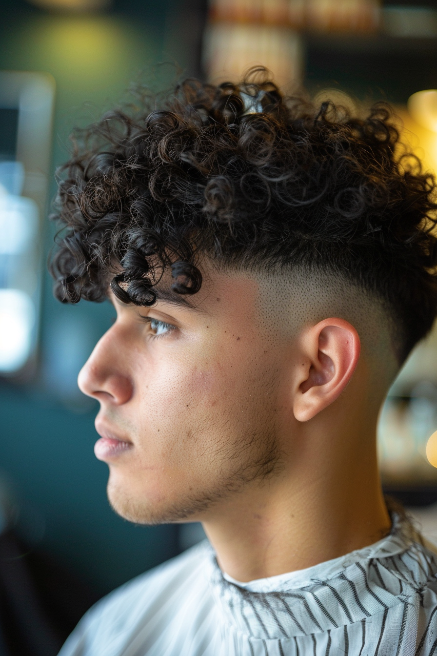 Clean Taper Fade Haircut for Men with Curly Hair
