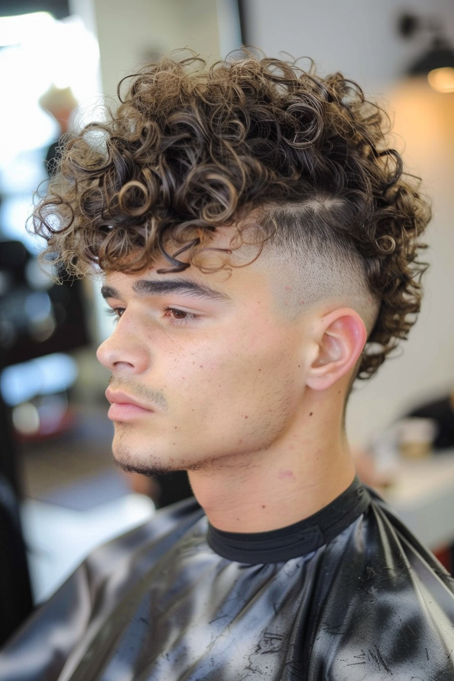 Short Curly Mullet Haircuts for Men with Curly Hair