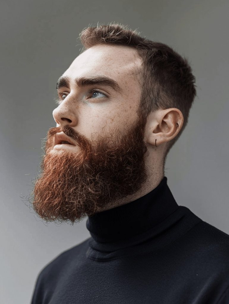 Smooth Medium Beard with High Pomp Undercut