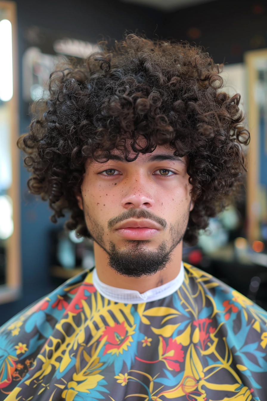 Medium Curly Afro Haircuts for Men with Curly Hair