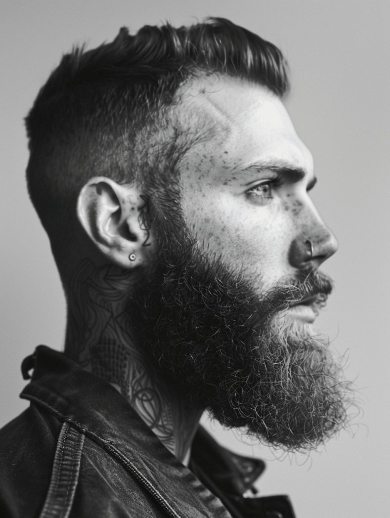 Subtle Medium Beard with Layered Undercut