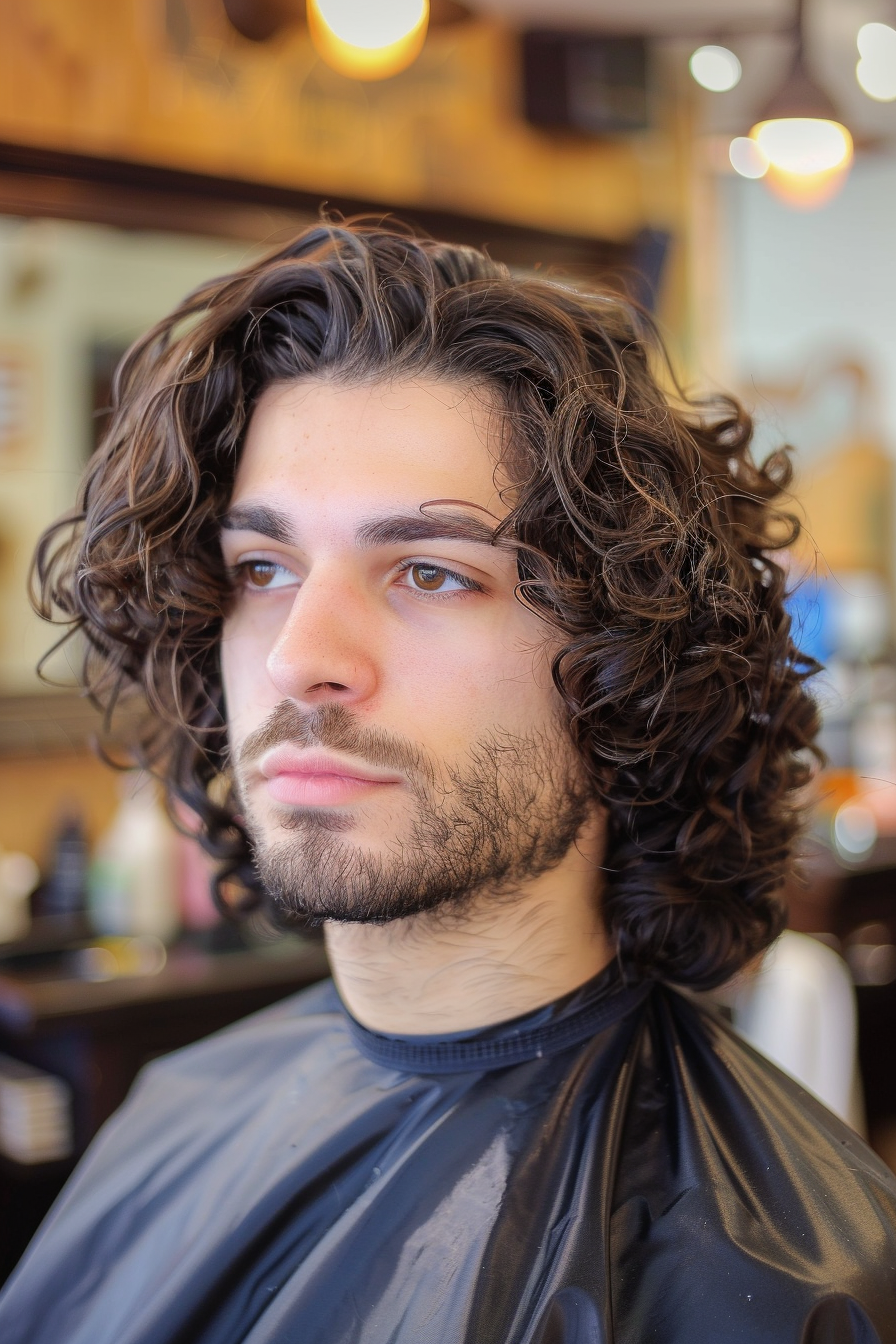 Long Curly Layers Haircuts for Men with Curly Hair