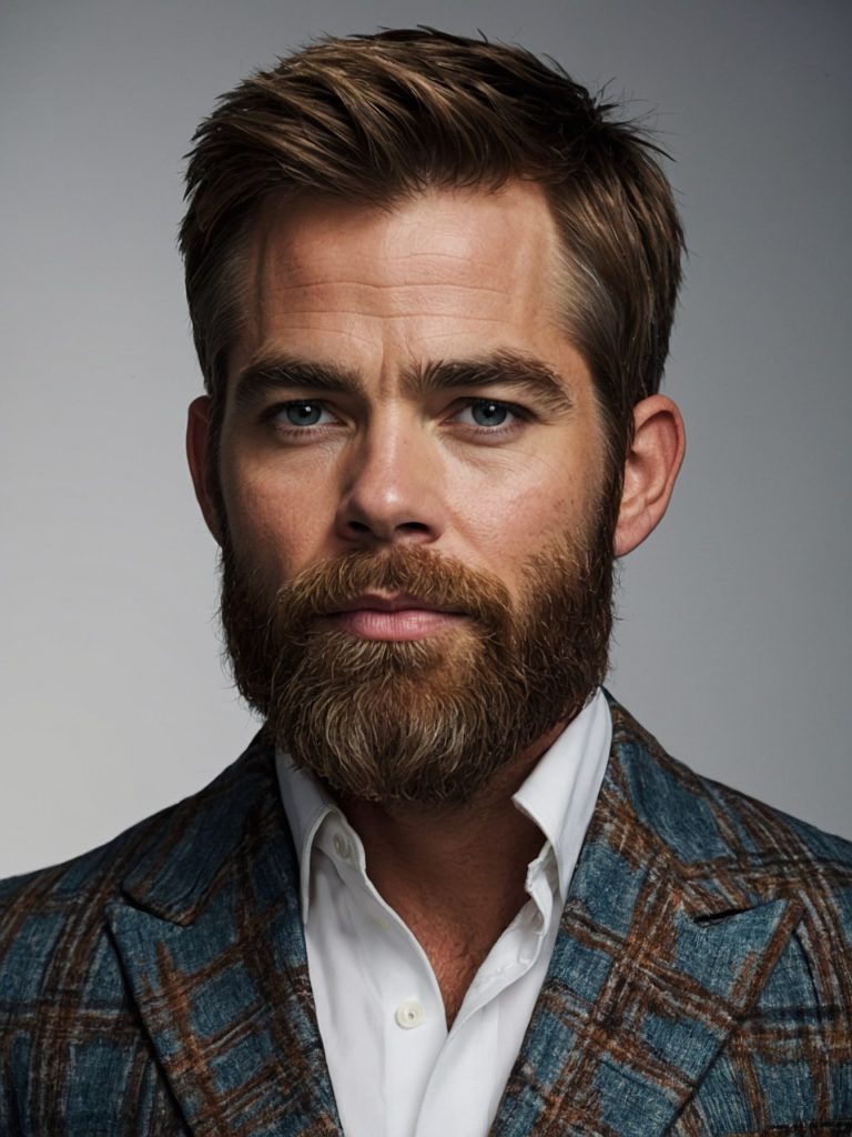 Contoured Medium Beard with Textured Crop Hairstyle