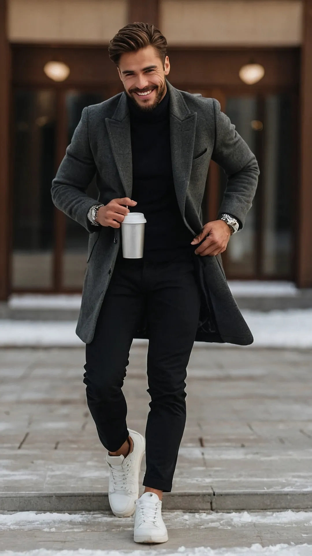 Men's Neutral Woolen Fall Layers