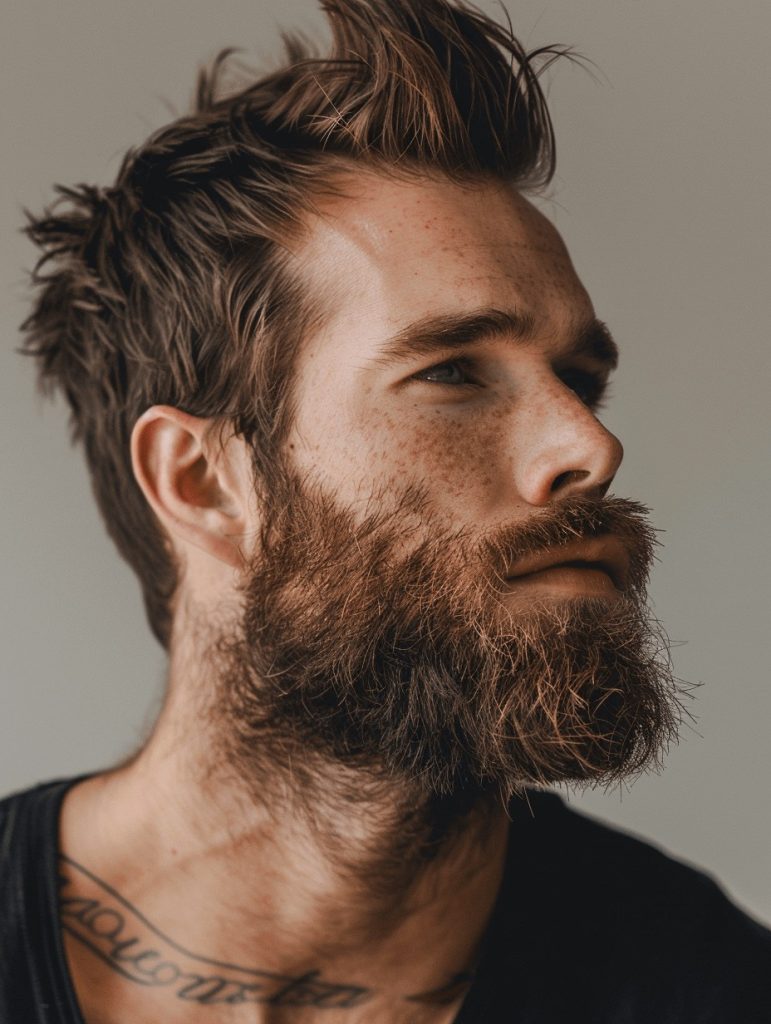 Straight Medium Beard with High-Volume Quiff