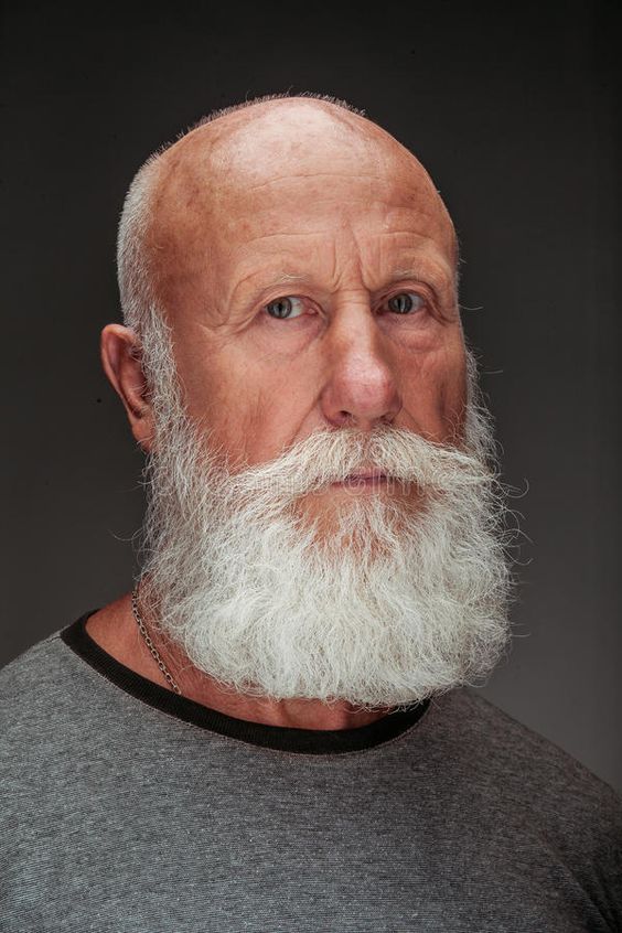 Thick and Textured White Beard with Natural Growth