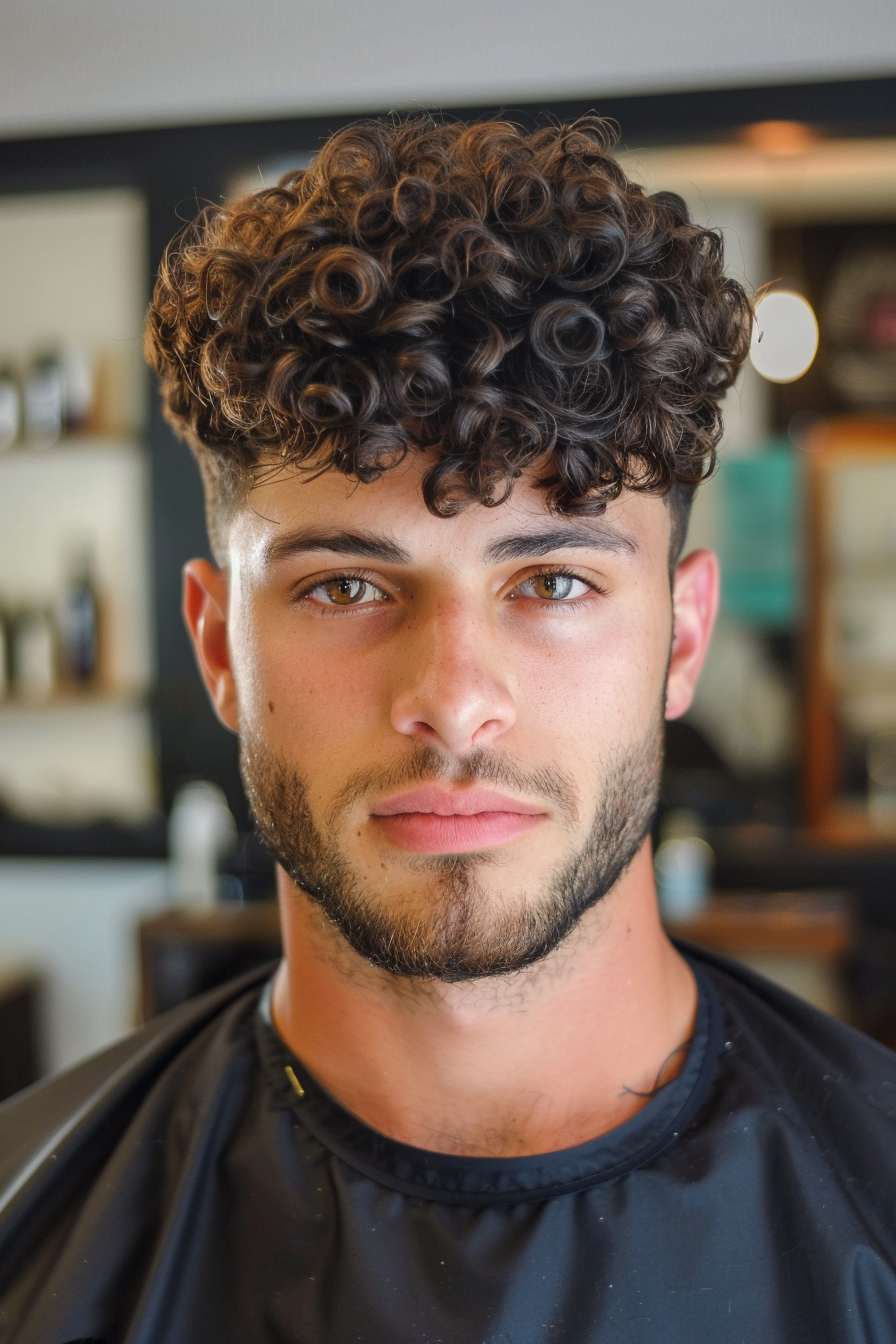 Medium Length Taper with Curls Haircuts for Men