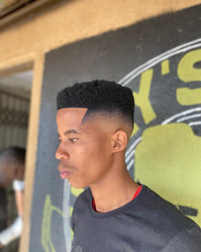 Sharp box fade hairstyle for Black men