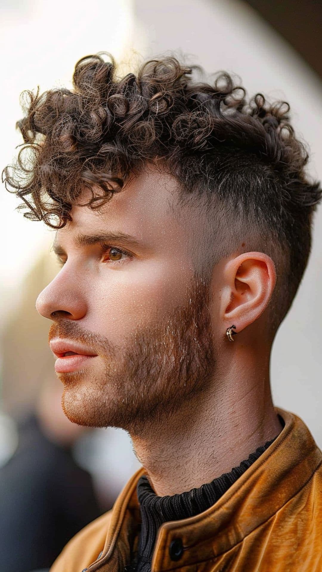 Curly Faux Hawk with Faded Sides