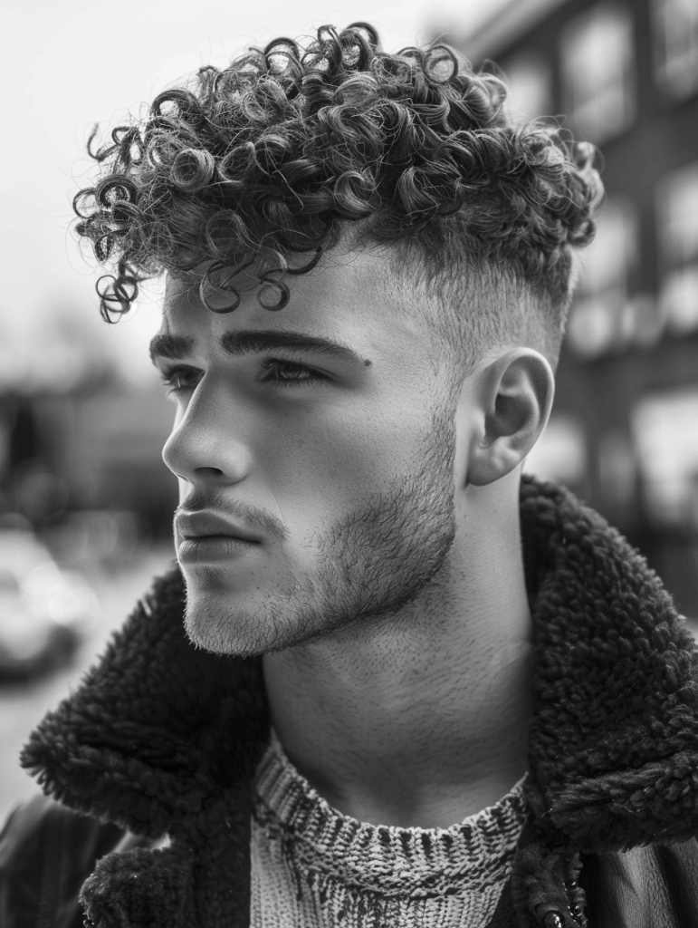 Curly Top with Low Skin Fade