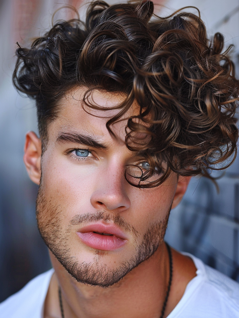 Long Luxurious Curls with Mid Fade