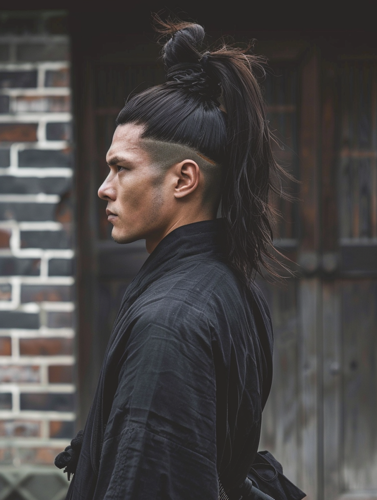 Elevated Samurai Top Knot with Stylized Layers