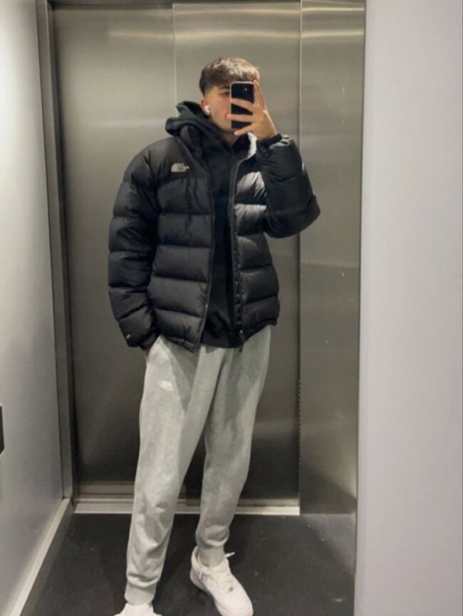 Puffer Jacket with Hoodie and Joggers