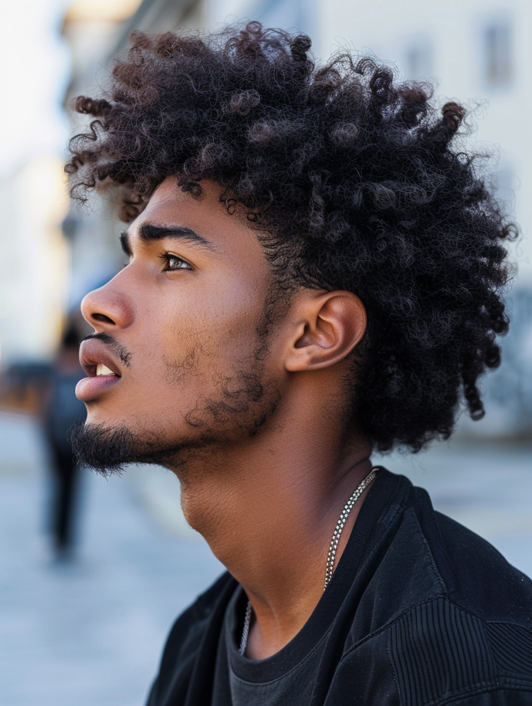 Retro hairstyle with defined waves for Black men