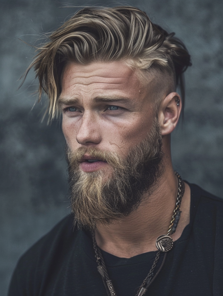 Modern Viking Half-Bun with Shadow Fade