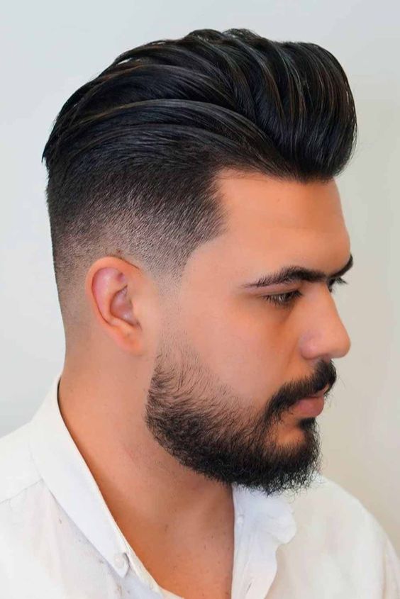 Slicked-Back Pompadour Undercut Fade