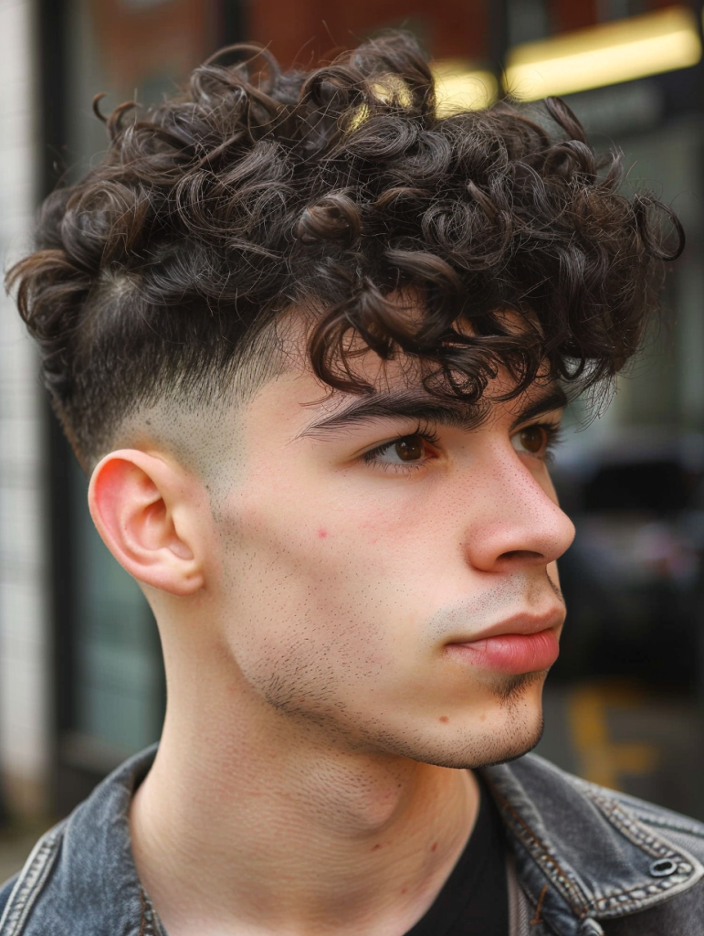 Soft Curls with Burst Fade