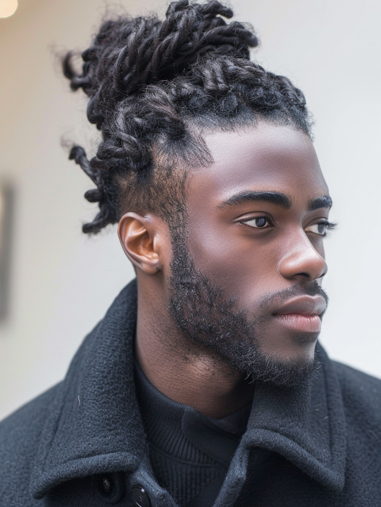 Textured Top Knot for Black Men