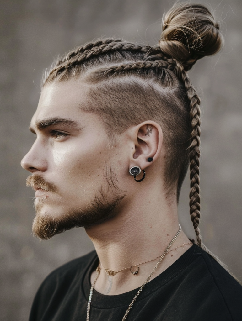 Undercut Man Bun with Braids