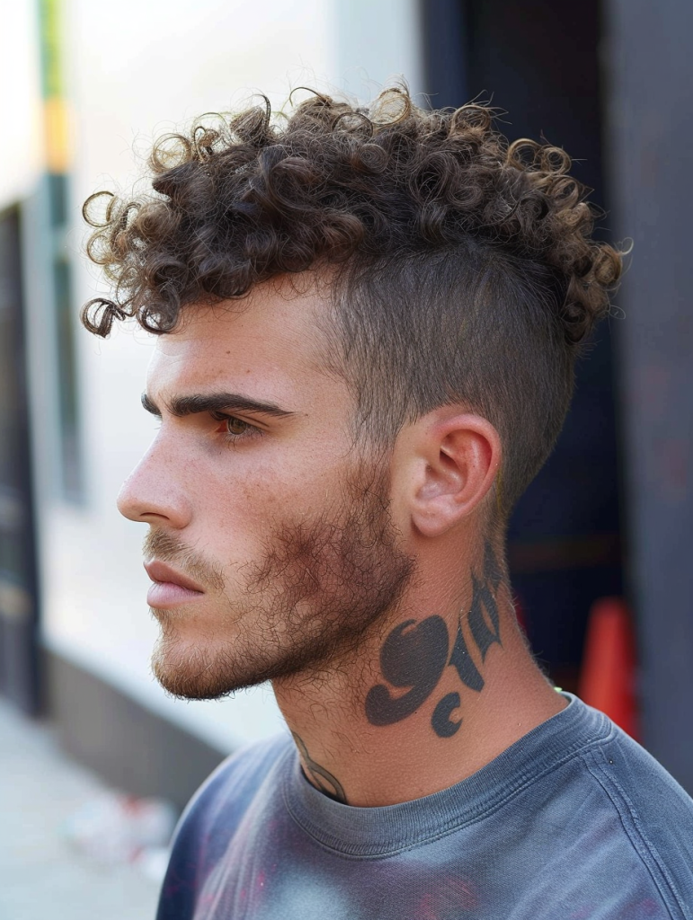 Urban Curly Mohawk with Taper Fade