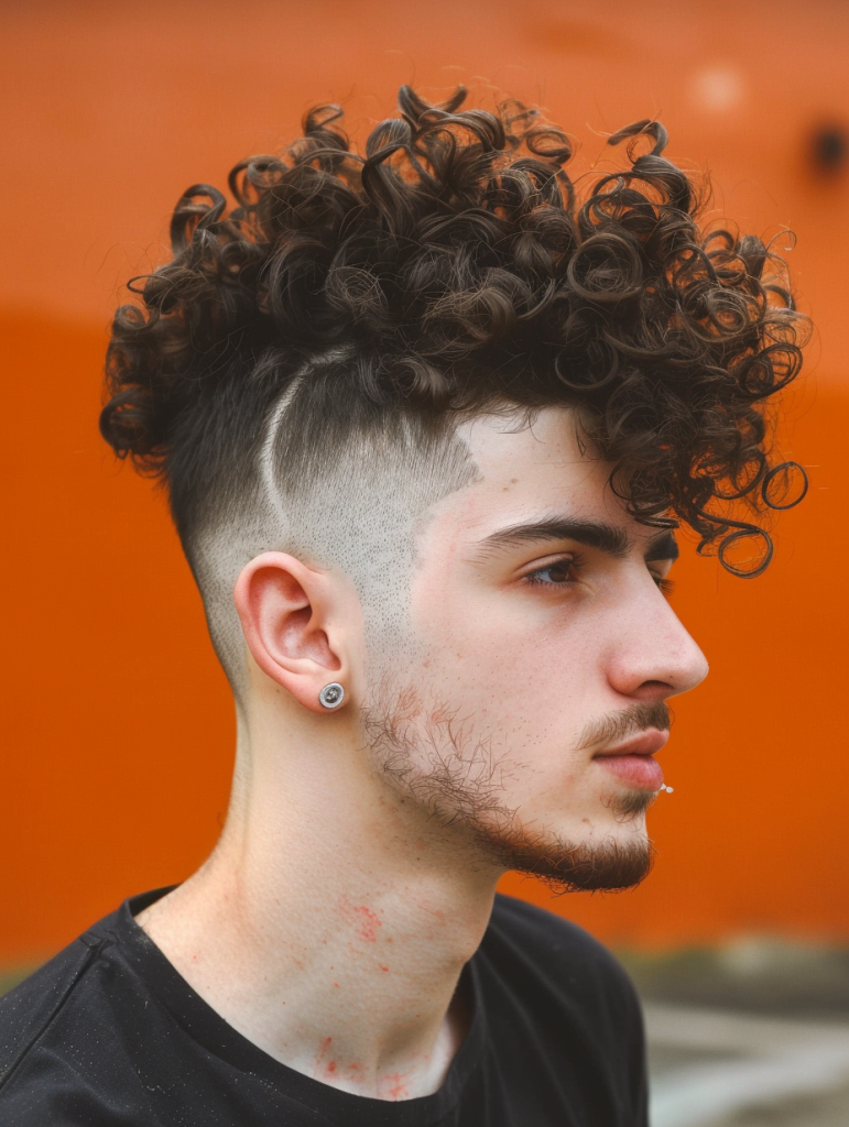 Urban Curly Mohawk with Taper Fade