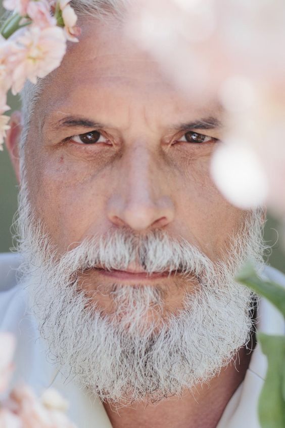 Full and Rounded White Beard Style