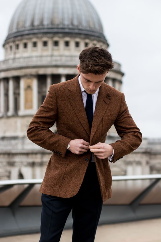 Corduroy Suit and Turtleneck Fall Outfit for Men