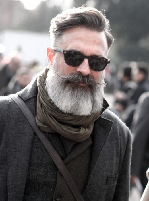 Classic Gentleman: The Trimmed Grey Beard with Crisp Edges