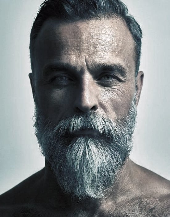 Timeless Style: The Neatly Trimmed Grey Beard with a Side Sweep