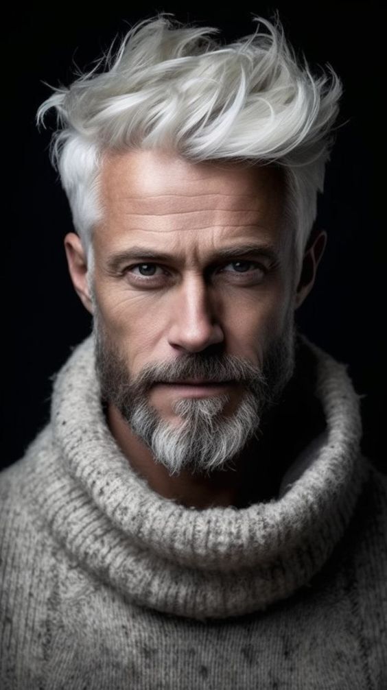 Relaxed and Rugged: A Longer Grey Beard with Tousled Hair