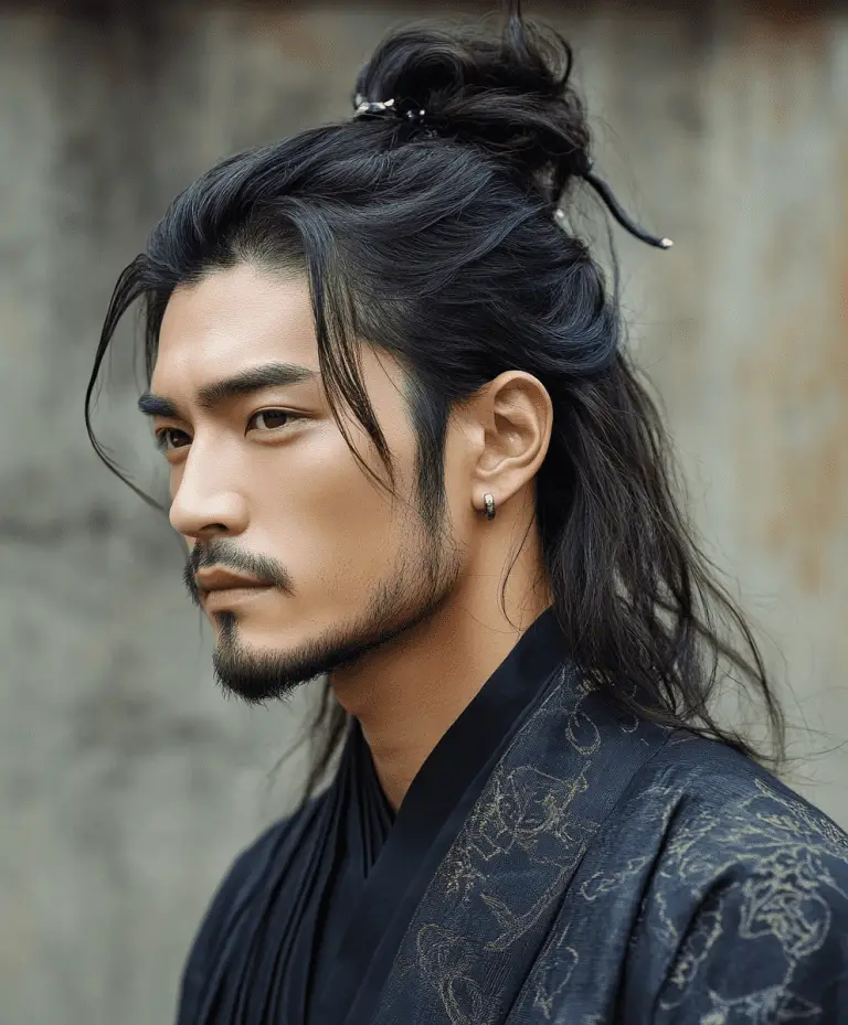 Samurai-Inspired Long Top with Sleek Side Undercut